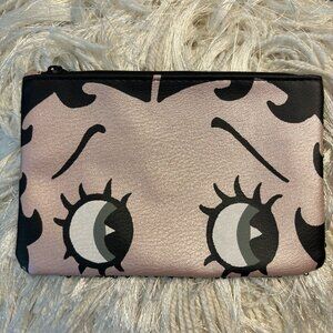 Betty Boop X Ipsy Rose Gold Shimmer Sequined Zipper Make up Cosmetic Bag Pouch